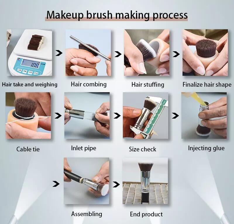 Dongshen private label makeup brush custom logo cruelty-free synthetic hair blue cute makeup brush set