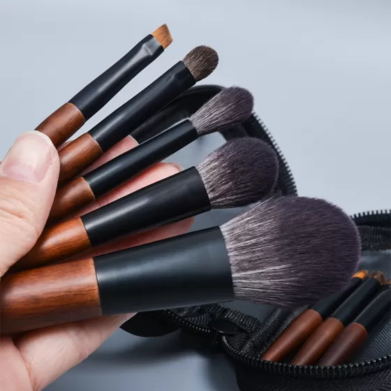 Dongshen brush makeup manufacture wholesale vegan synthetic travel makeup brush set with bag