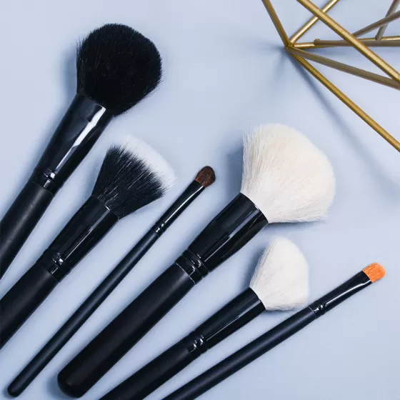 Dongshen professional makeup brush manufacture high quality natural goat hair powder blush contour cosmetic brush set