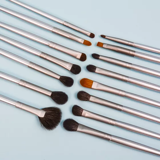 Dongshen 15pcs small makeup brush private label natural animal hair eyeshadow eyeliner eye pencil brush set