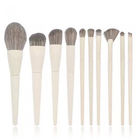 Dongshen vegan makeup brush set custom logo fiber synthetic hair cruelty-free 10pcs makeup cosmetic brushes