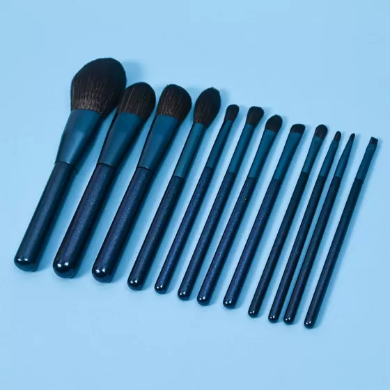 Dongshen vegan makeup brush wholesale good price fiber synthetic hair blue facial makeup beauty brush set