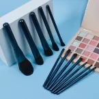 Dongshen vegan makeup brush wholesale good price fiber synthetic hair blue facial makeup beauty brush set