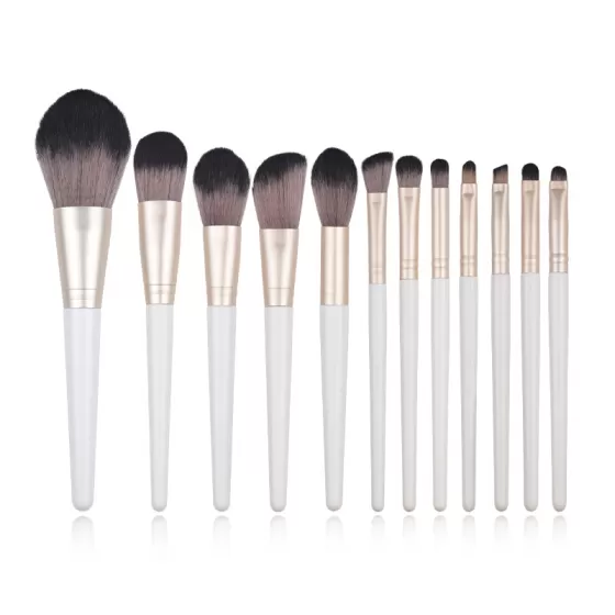 Dongshen high quality 12pcs cosmetic brush manufacture custom logo artificial synthetic hair vegan makeup brush set