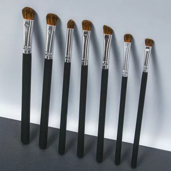 Dongshen manufacture private label natural pony hair 7pcs eye makeup brush set eyeshadow eyebrow eyeliner pencil brush