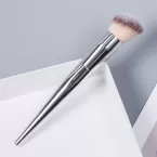 Dongshen OEM makeup foundation brush supplier wholesale single angle synthetic hair silver professional foundation cosmetic brush