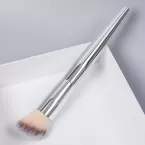 Dongshen OEM makeup foundation brush supplier wholesale single angle synthetic hair silver professional foundation cosmetic brush