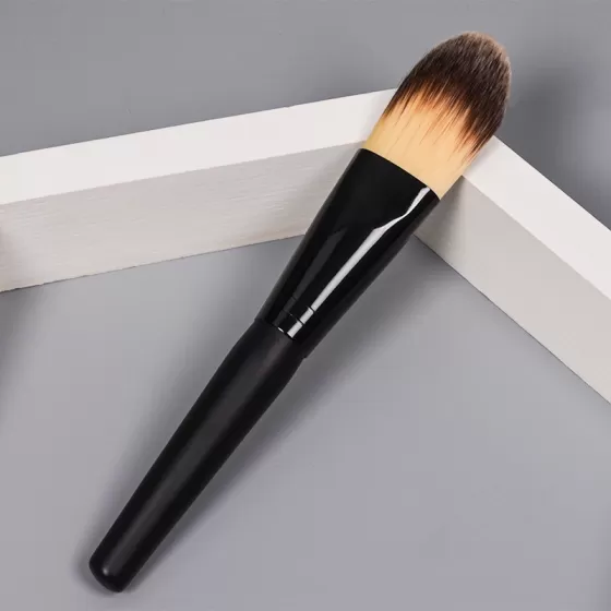 Dongshen private label foundation brush manufacture high quality fiber synthetic hair flat foundation makeup brush