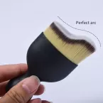 Dongshen makeup curved foundation brush custom logo vegan synthetic hair black liquid foundation cosmetic brush