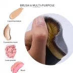 Dongshen makeup curved foundation brush custom logo vegan synthetic hair black liquid foundation cosmetic brush