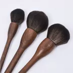 Dongshen wholesale eco friendly custom logo wooden handle vegan fiber synthetic 5pcs makeup brush set