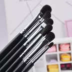 Dongshen manufacture professional makeup brush custom logo 12pcs fiber synthetic hair black handle makeup brush set